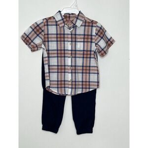 Wrangler Boys Short Sleeve Cotton Shirt and Jogger Pants Outfit Set 2-Piece T2